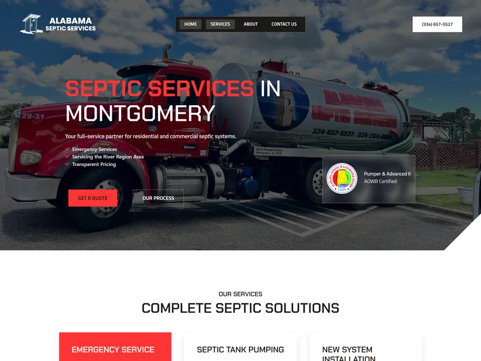 Alabama Septic Services website