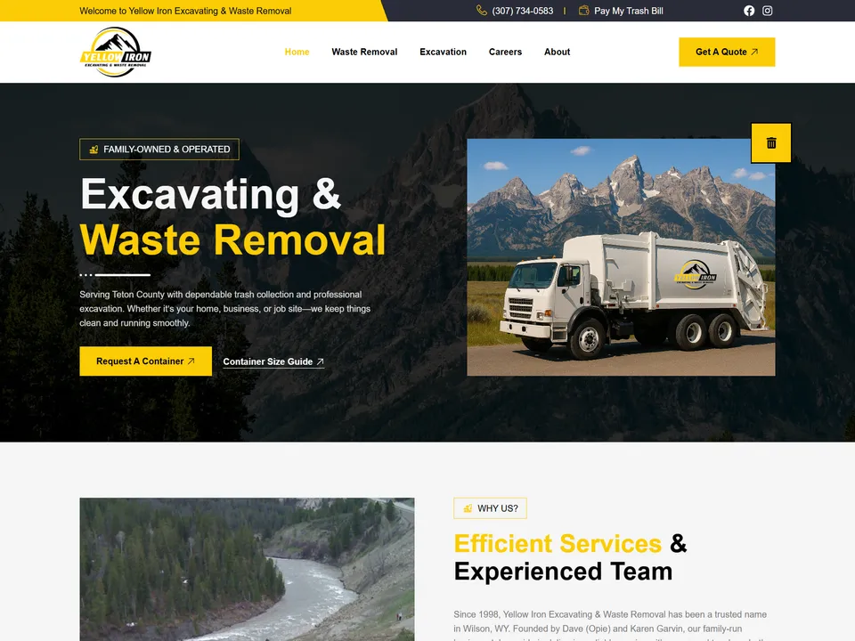 Yellow Iron Excavating & Waste Management website